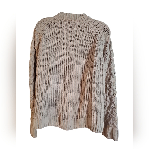 Dip XL Beige Cable Knit Fisherman Sweater Classic Preppy Cozy Old Money Style - Picture 3 of 7